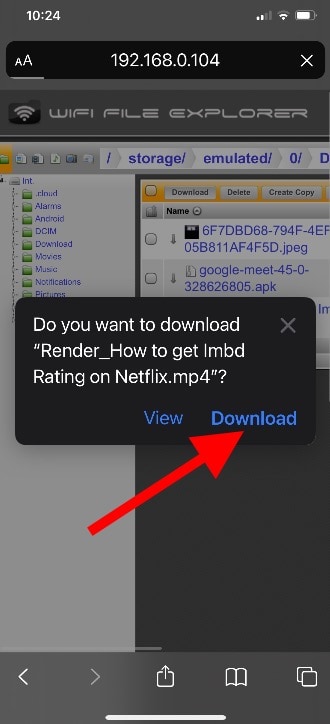 Send files from Android TV to iPhone