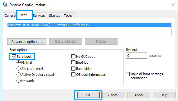 Boot Windows 10 in Safe Mode