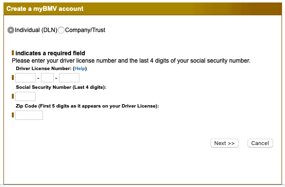 myBMV Login