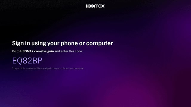 HBOMax TV Sign in Code