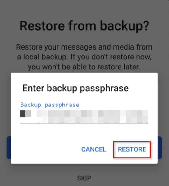 Restore Signal Backup