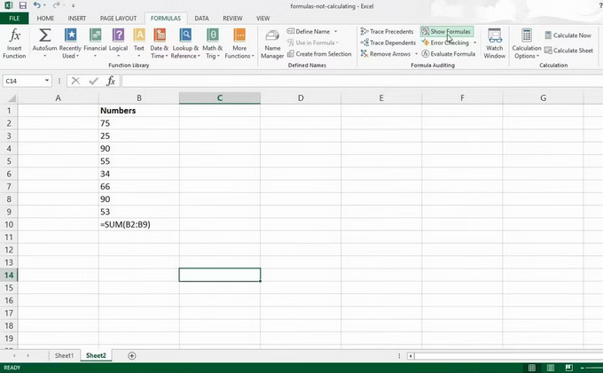 Excel Formulas Not Working