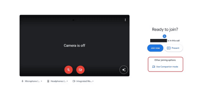 Companion Mode Google Meet