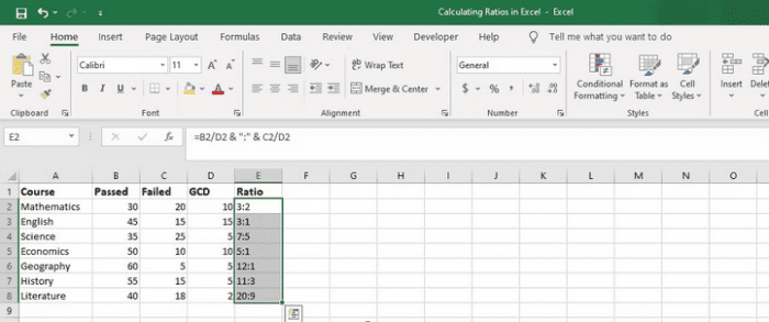 How to Calculate Ratios in Excel