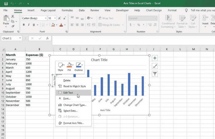 Add Axis Titles To Charts In Excel