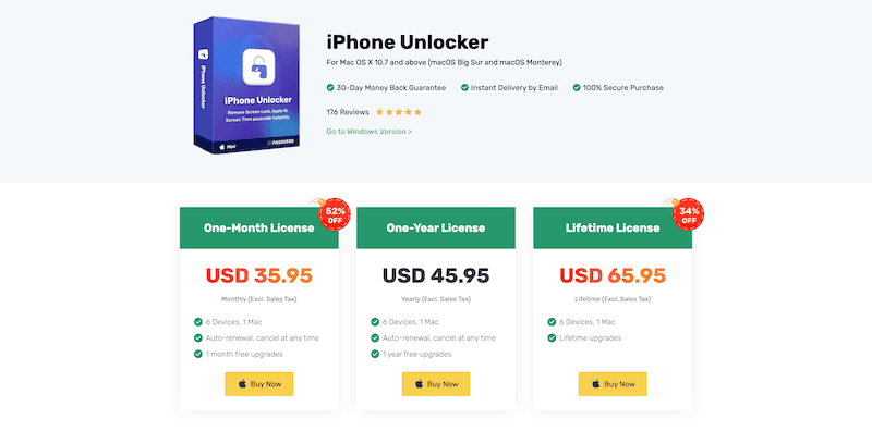 Passvers iPhone Unlocker Pricing Plans